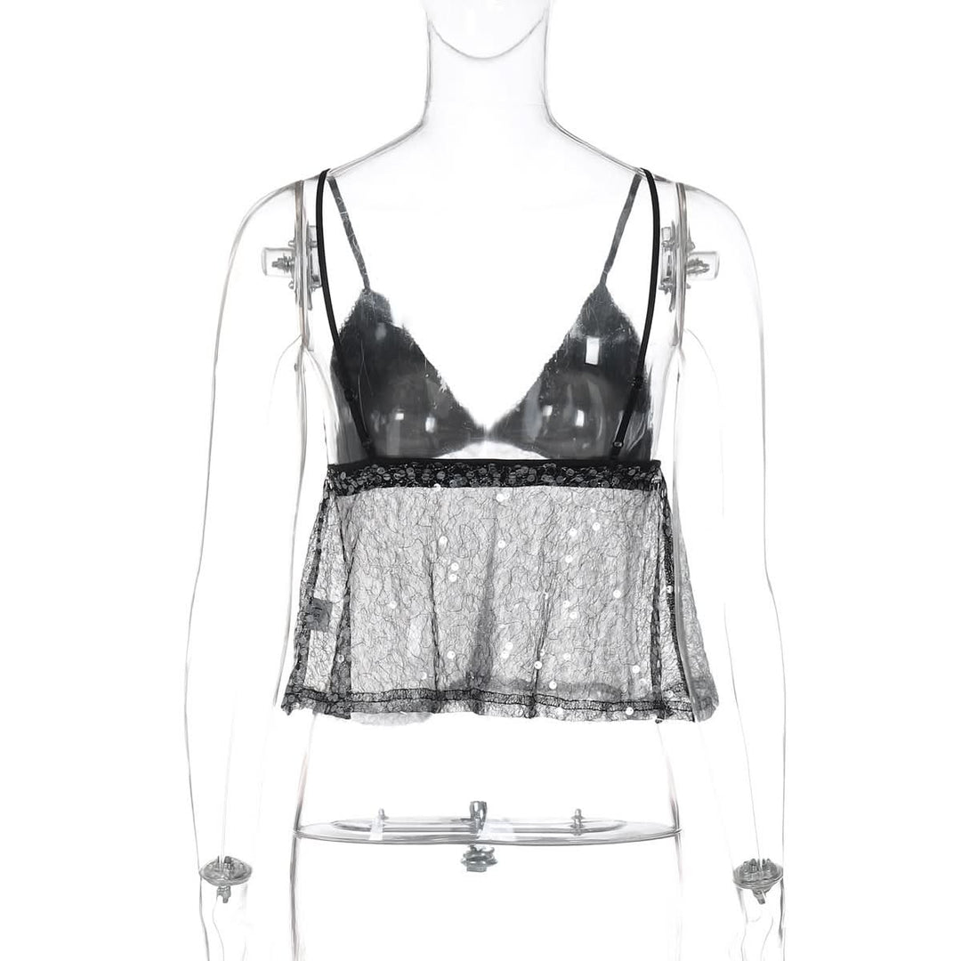 Glitter v neck backless cami top  | Festival Outfits Women