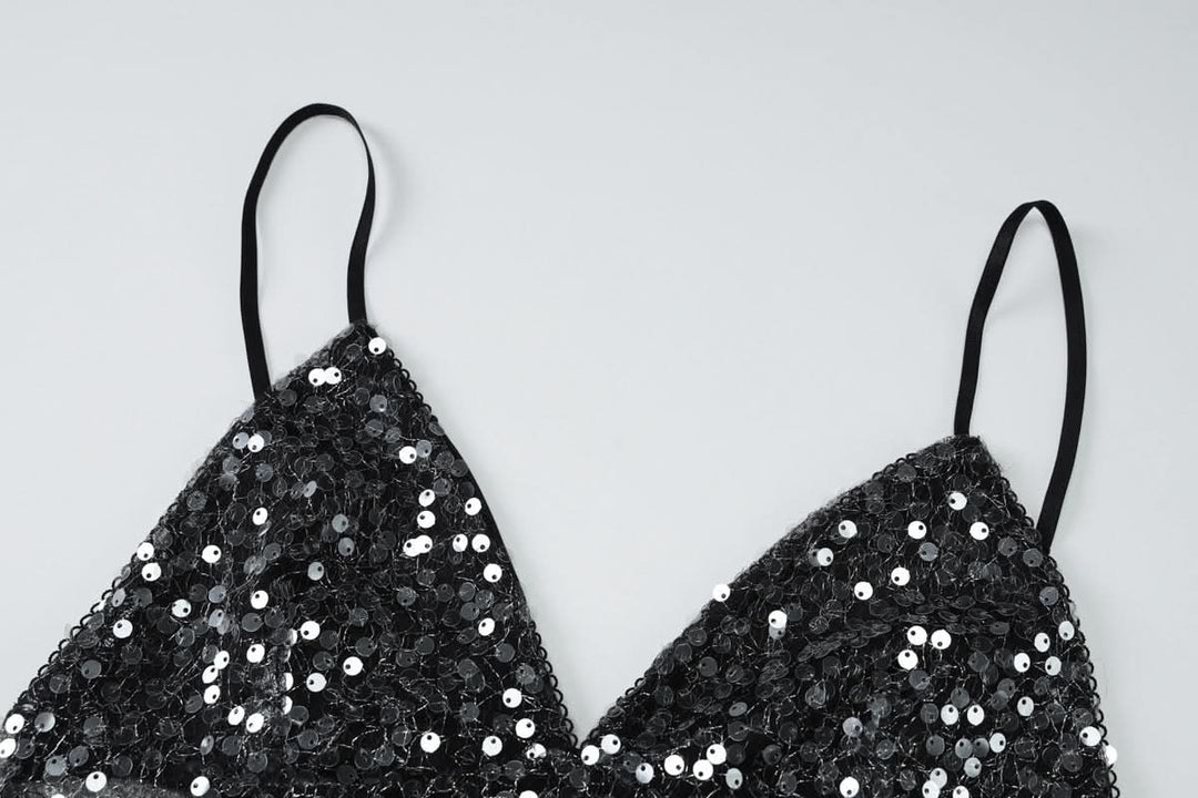 Glitter v neck backless cami top  | Festival Outfits Women