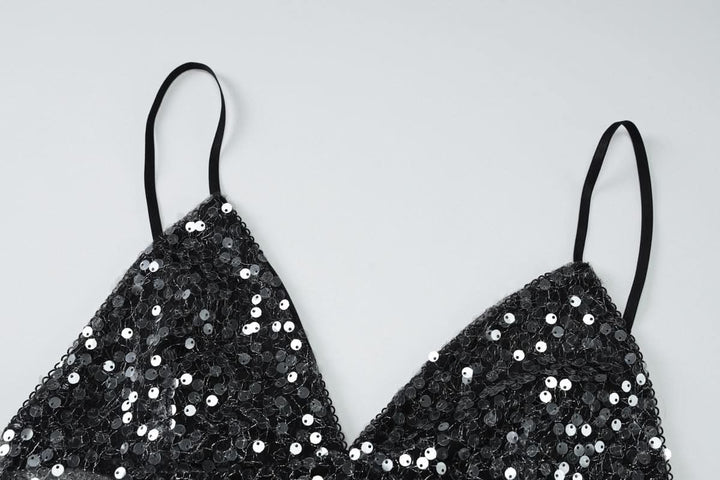 Glitter v neck backless cami top  | Festival Outfits Women