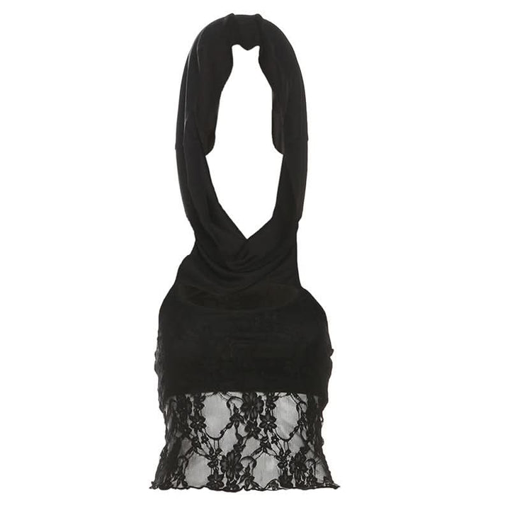 Hoodie lace hollow out off shoulder 2-way cut out top  | Festival Outfits Women