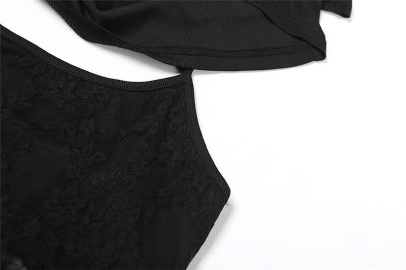 Hoodie lace hollow out off shoulder 2-way cut out top  | Festival Outfits Women