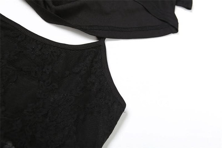 Hoodie lace hollow out off shoulder 2-way cut out top  | Festival Outfits Women