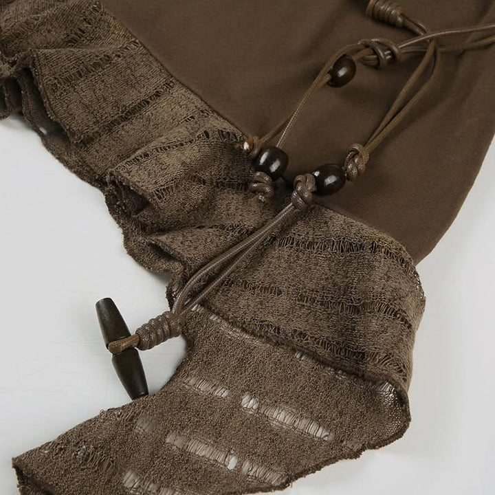 Irregular ruffle beaded solid mini skirt  | Festival Outfits Women