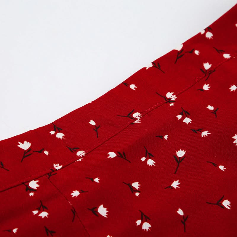 Ruffle slit irregular zip-up flower print midi skirt  | Festival Outfits Women