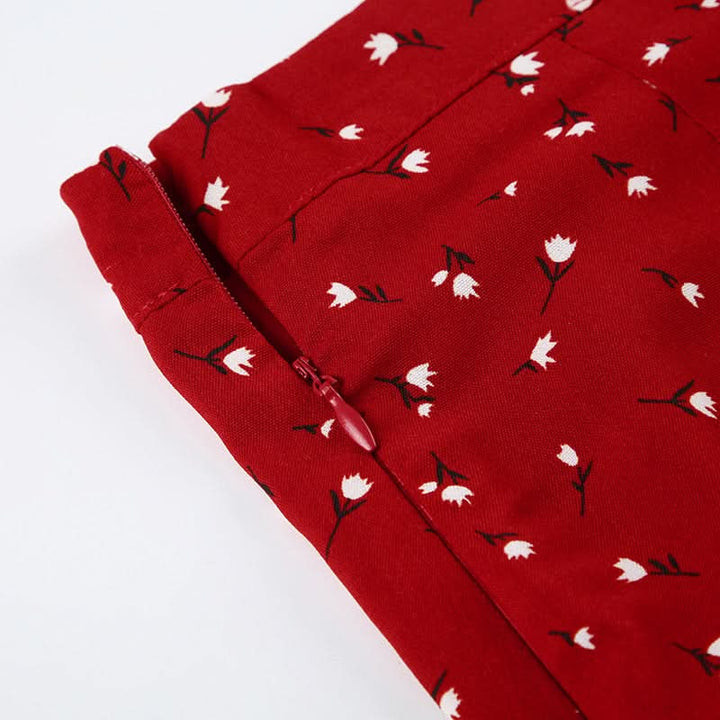 Ruffle slit irregular zip-up flower print midi skirt  | Festival Outfits Women