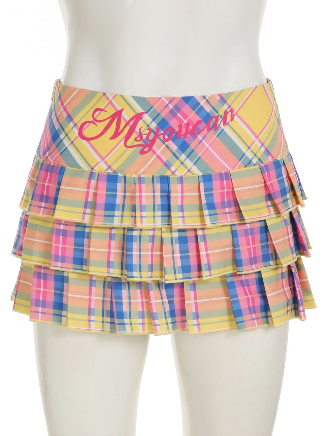 Pleated plaid zip-up letter pattern A line mini skirt  | Festival Outfits Women