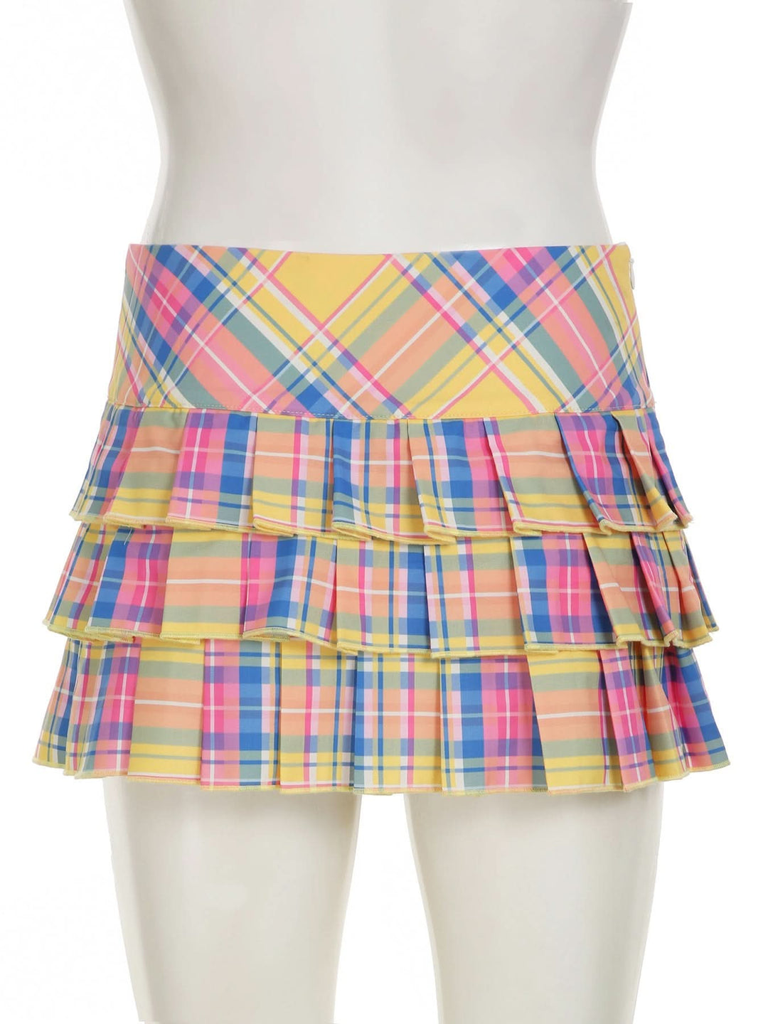 Pleated plaid zip-up letter pattern A line mini skirt  | Festival Outfits Women