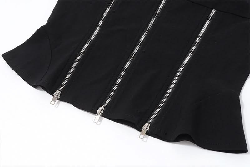 Zip-up halter solid backless top  | Festival Outfits Women