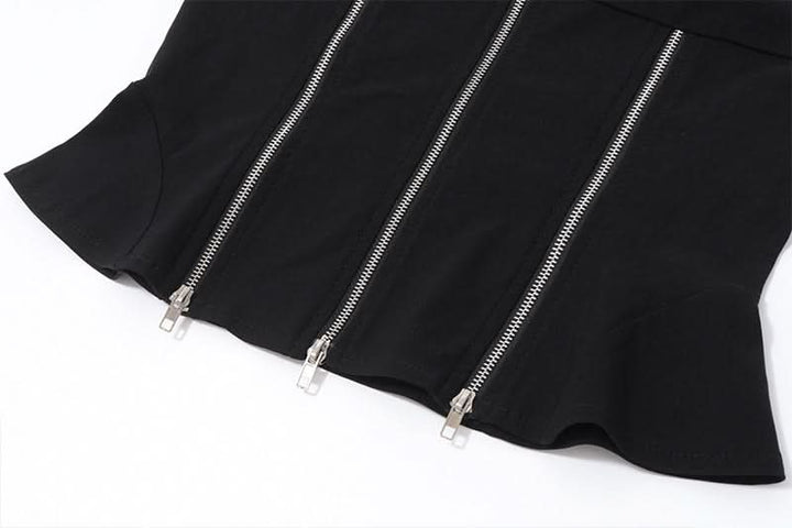 Zip-up halter solid backless top  | Festival Outfits Women