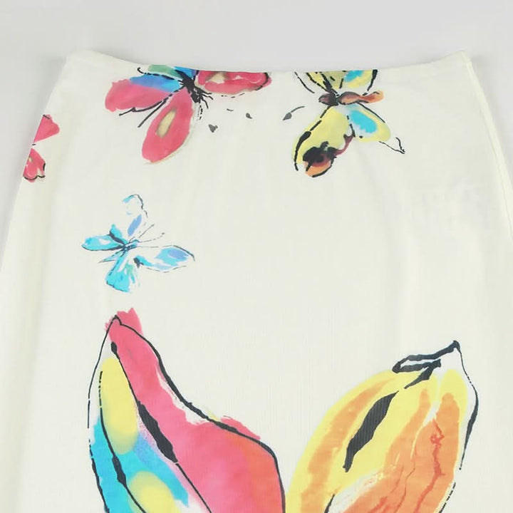 Mesh butterfly print contrast maxi skirt  | Festival Outfits Women