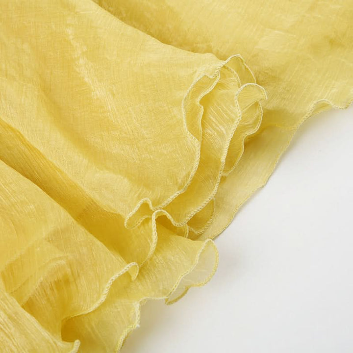 Ruffle ruched chiffon solid midi skirt  | Festival Outfits Women