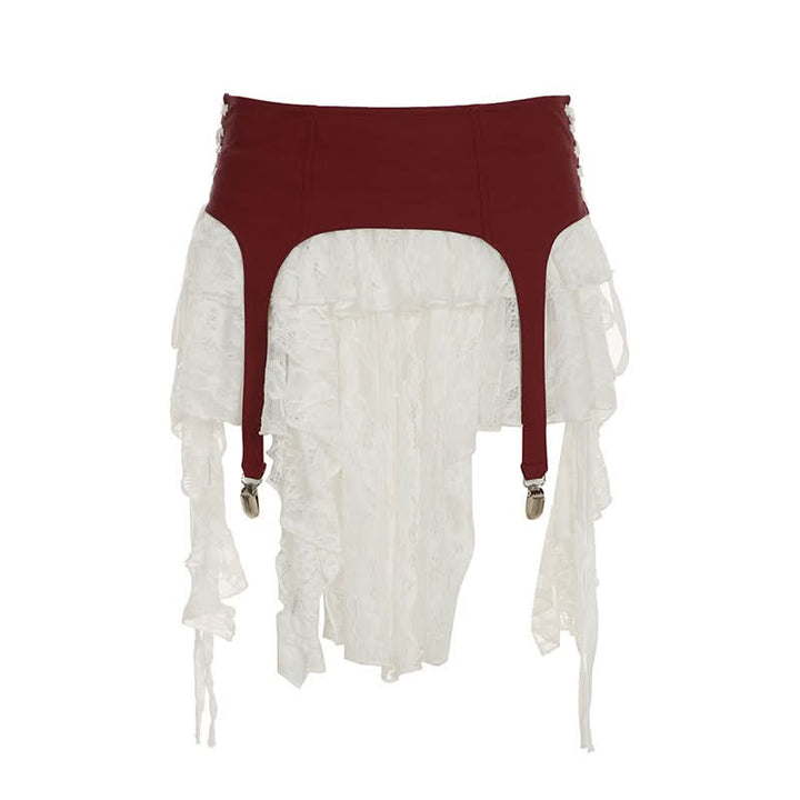 Lace self tie irregular A line mini skirt  | Festival Outfits Women
