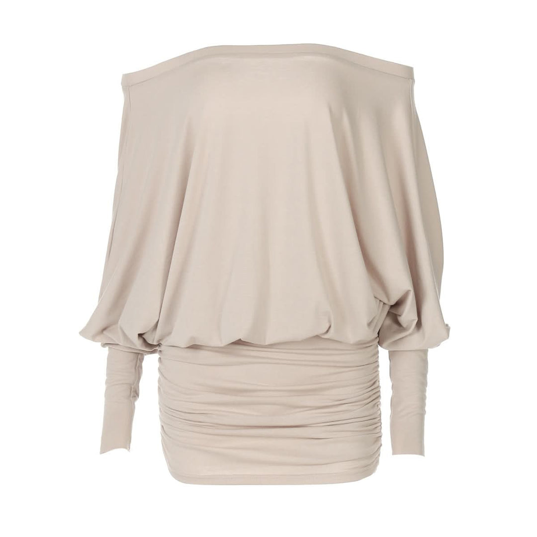 Long sleeve off shoulder ruched mini dress  | Festival Outfits Women