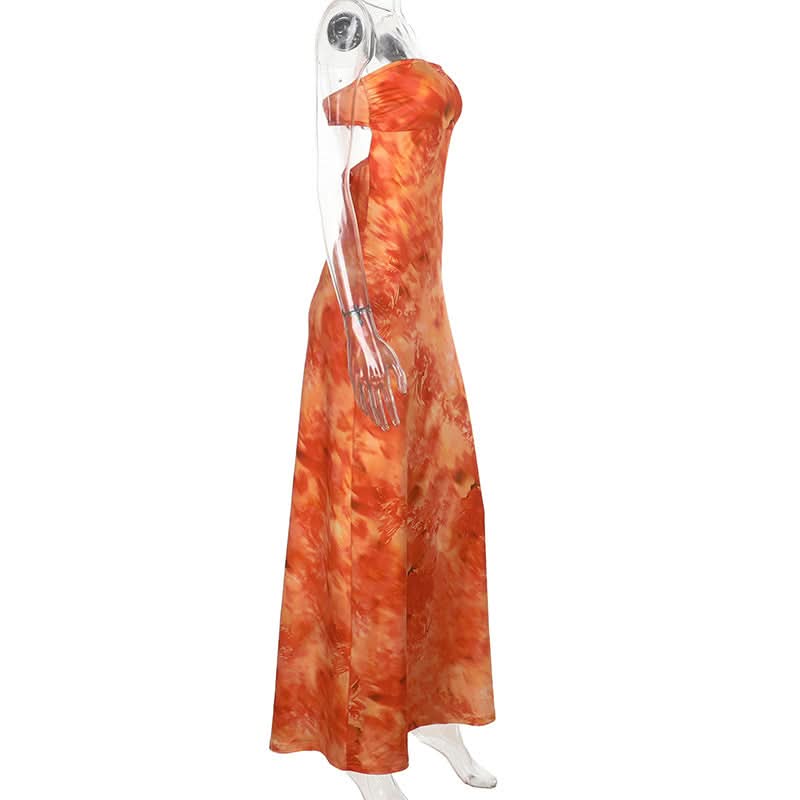 Print backless tube maxi dress  | Festival Outfits Women