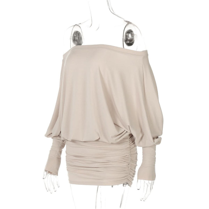 Long sleeve off shoulder ruched mini dress  | Festival Outfits Women
