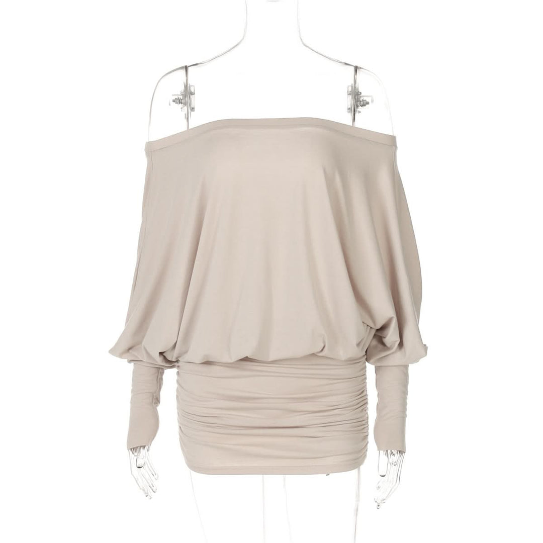 Long sleeve off shoulder ruched mini dress  | Festival Outfits Women