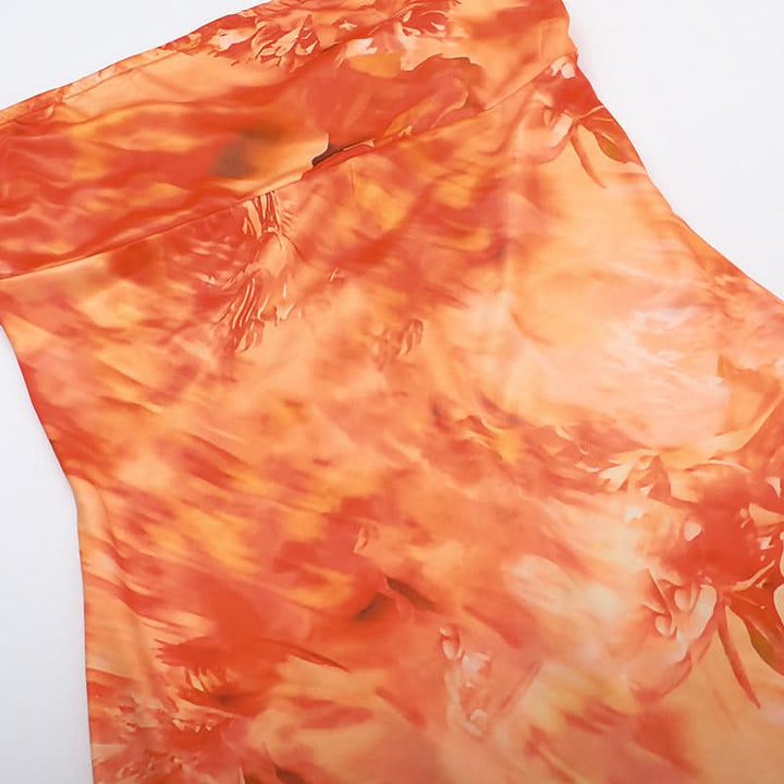Print backless tube maxi dress  | Festival Outfits Women