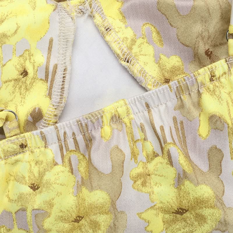 Flower print ruffle slit cami maxi dress  | Festival Outfits Women