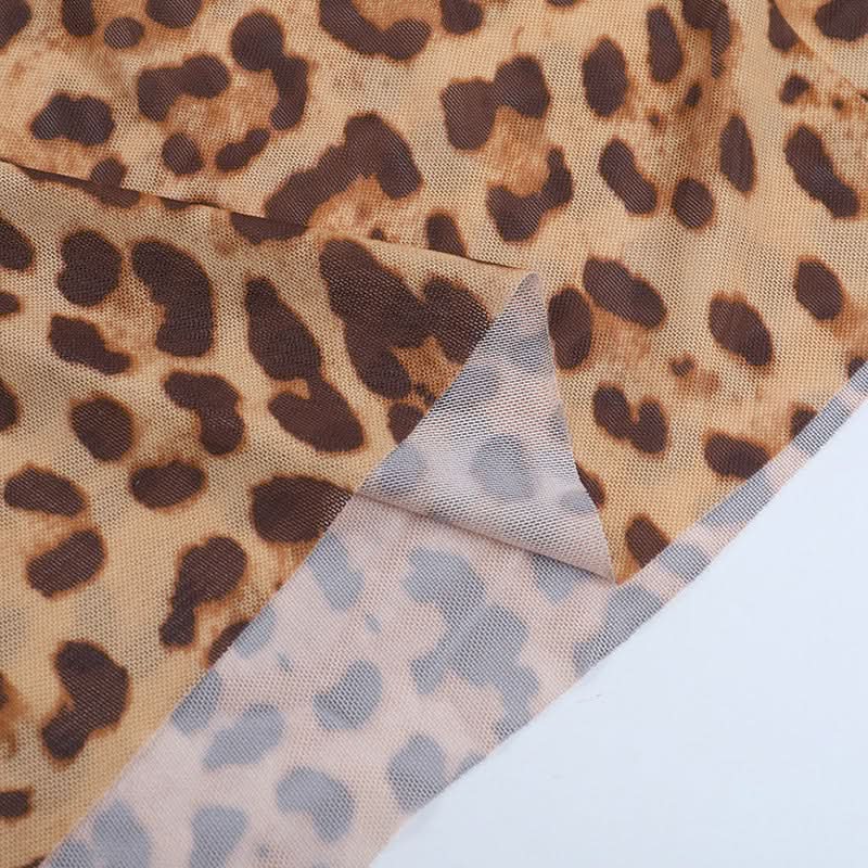 Leopard print slit cross front hollow out cut out maxi dress-final-sale