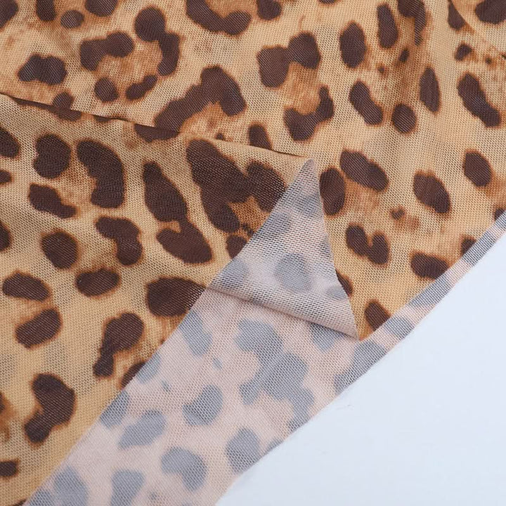 Leopard print slit cross front hollow out cut out maxi dress-final-sale