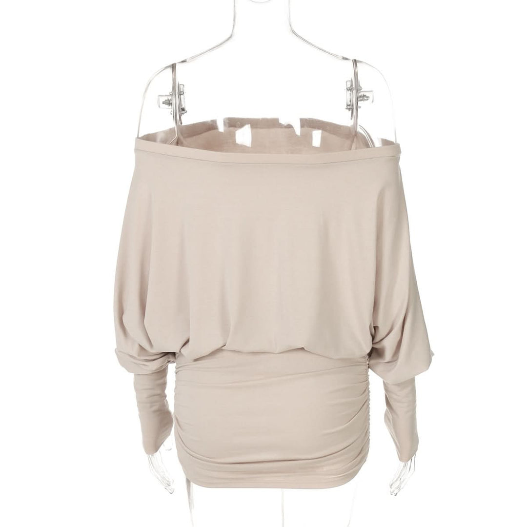 Long sleeve off shoulder ruched mini dress  | Festival Outfits Women
