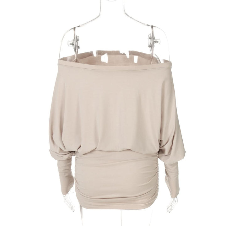 Long sleeve off shoulder ruched mini dress  | Festival Outfits Women