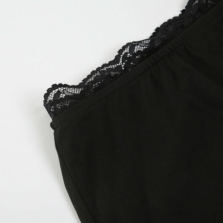 Lace patchwork irregular solid mini skirt  | Festival Outfits Women