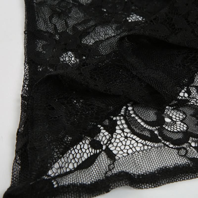 Lace patchwork irregular solid mini skirt  | Festival Outfits Women