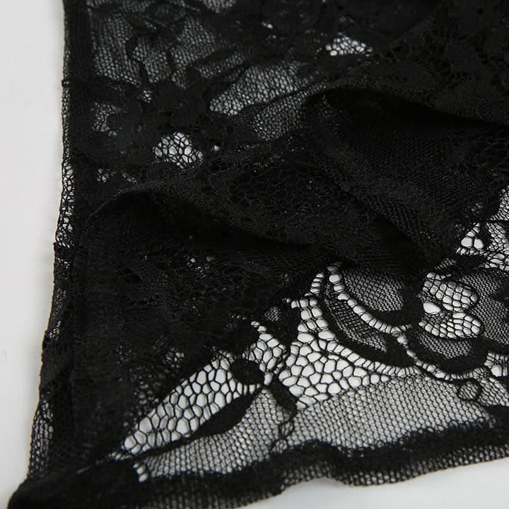 Lace patchwork irregular solid mini skirt  | Festival Outfits Women