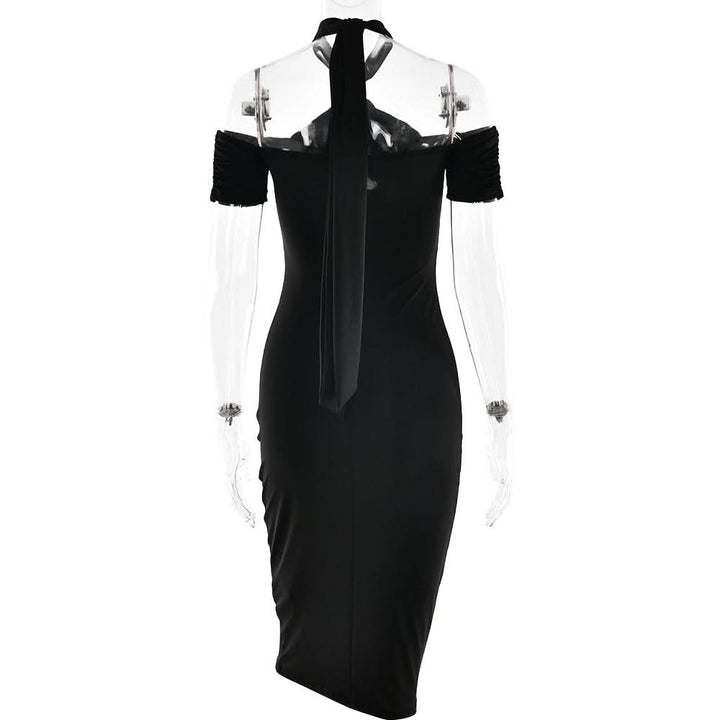 Halter hollow out self tie solid cut out midi dress  | Festival Outfits Women
