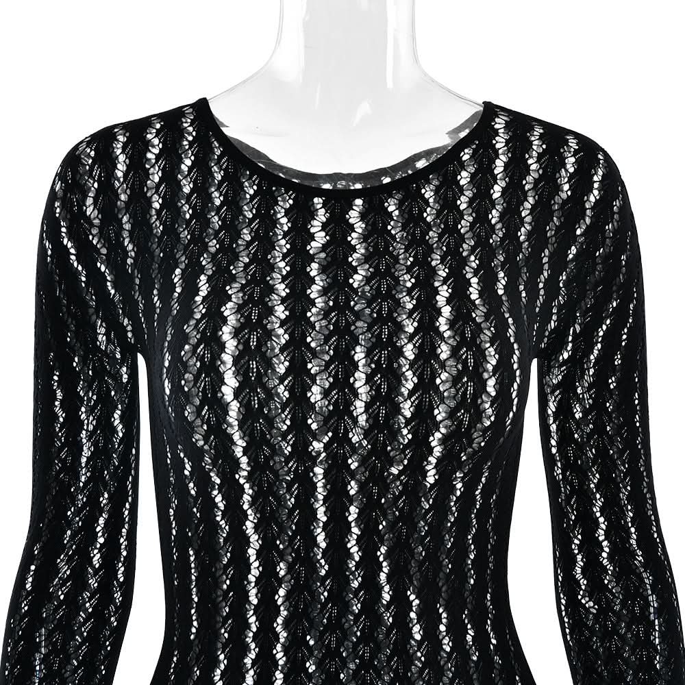 Long sleeve round neck gloves hollow out jumpsuit  | Festival Outfits Women