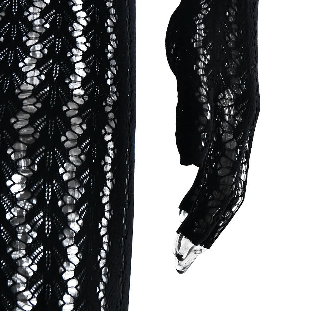 Long sleeve round neck gloves hollow out jumpsuit  | Festival Outfits Women