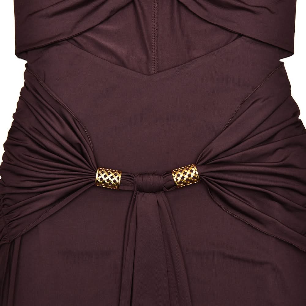 Hollow out ruched slit solid tube cut out maxi dress  | Festival Outfits Women