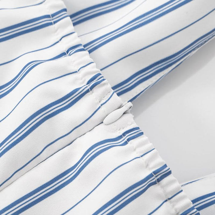 Striped bowknot zip-up halter maxi dress  | Festival Outfits Women