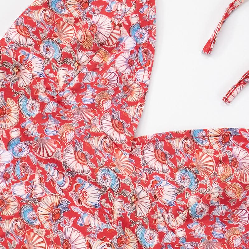 Halter self tie v neck print backless top  | Festival Outfits Women