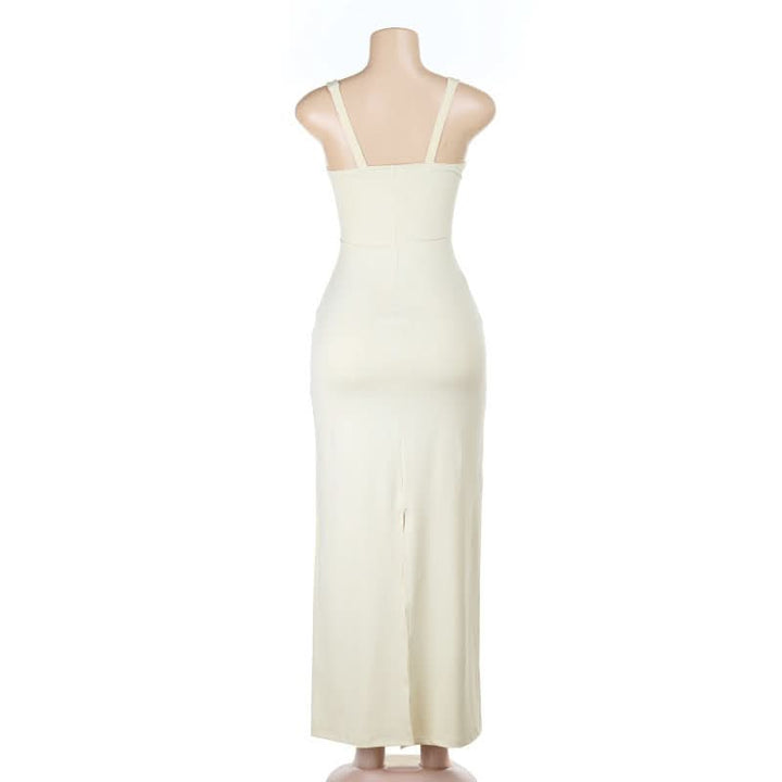 Hollow out square neck lace up cami cut out maxi dress  | Festival Outfits Women