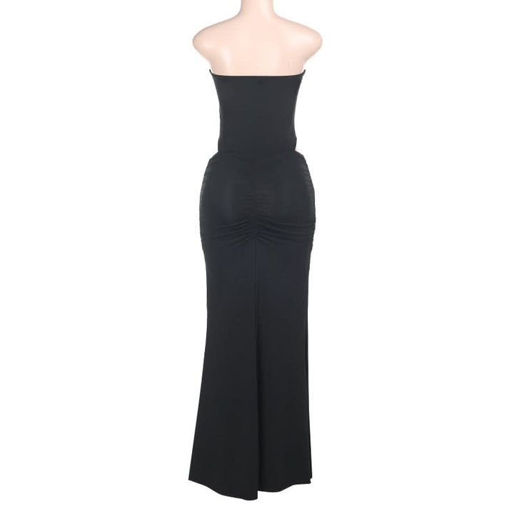 Mesh button ruched ruffle tube skirt set  | Festival Outfits Women