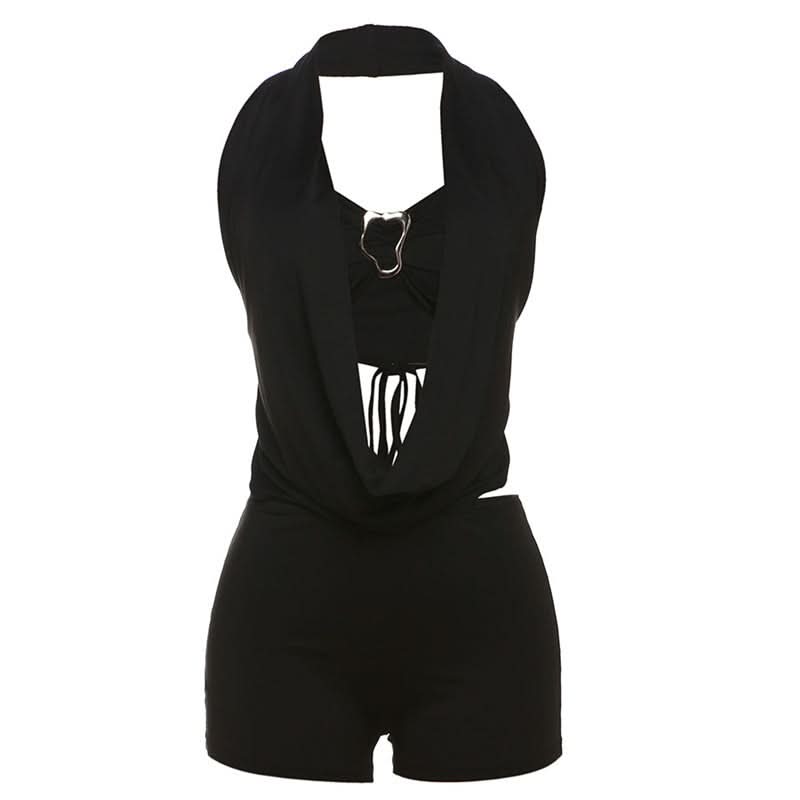 Halter self tie 3 piece short pant set  | Festival Outfits Women