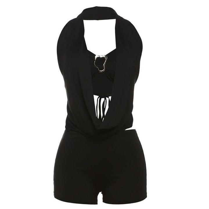 Halter self tie 3 piece short pant set  | Festival Outfits Women