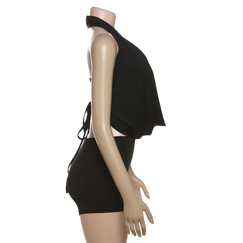 Halter self tie 3 piece short pant set  | Festival Outfits Women