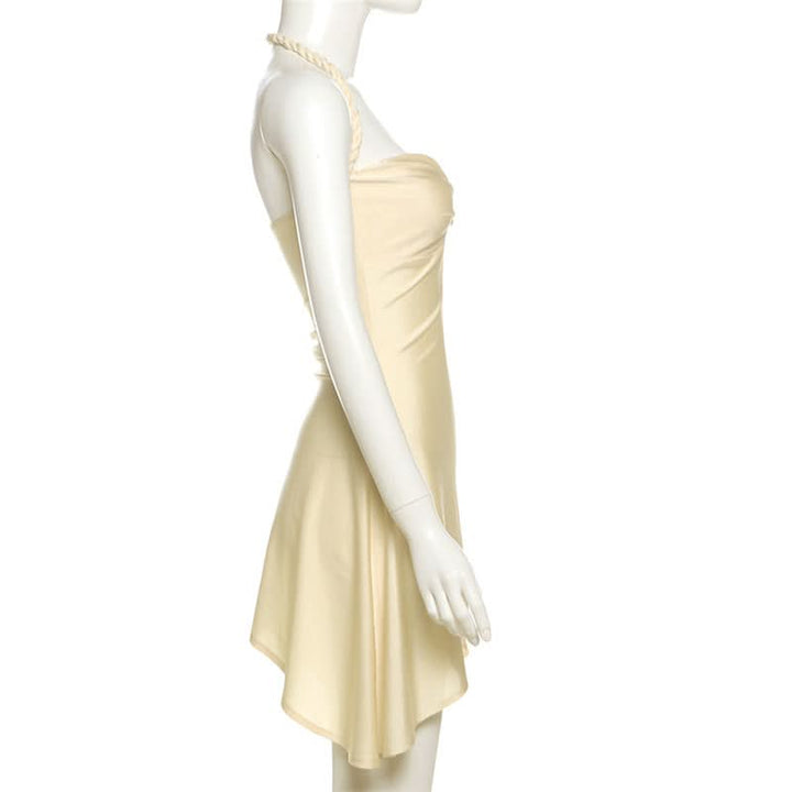 Halter sweetheart neck shell applique mini dress  | Festival Outfits Women