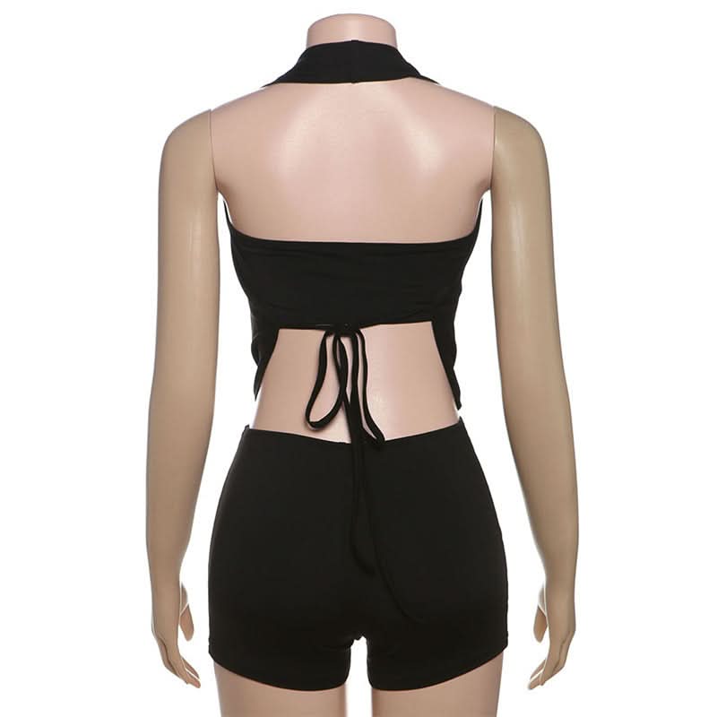 Halter self tie 3 piece short pant set  | Festival Outfits Women