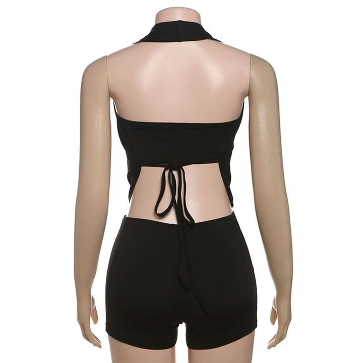 Halter self tie 3 piece short pant set  | Festival Outfits Women