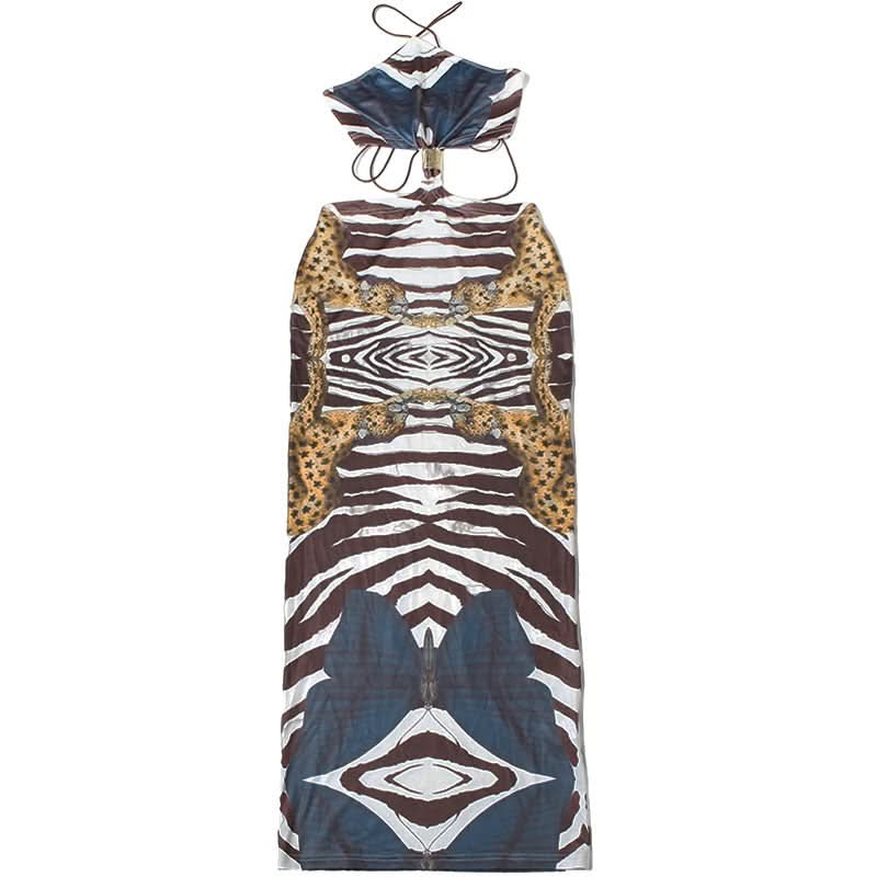 Backless abstract print maxi dress  | Festival Outfits Women