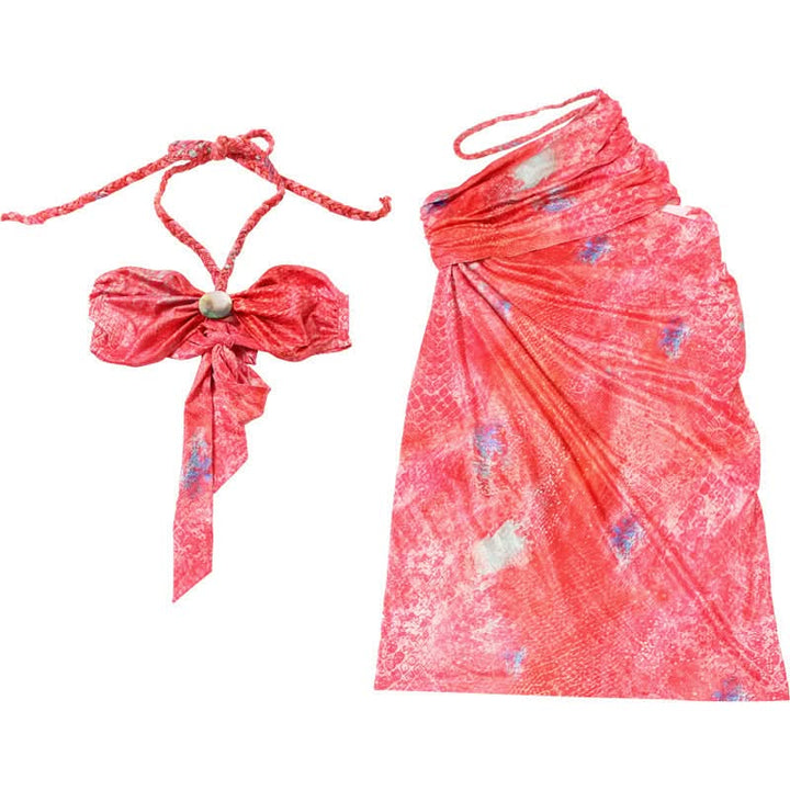 Halter self tie hollow out ruched maxi skirt set  | Festival Outfits Women