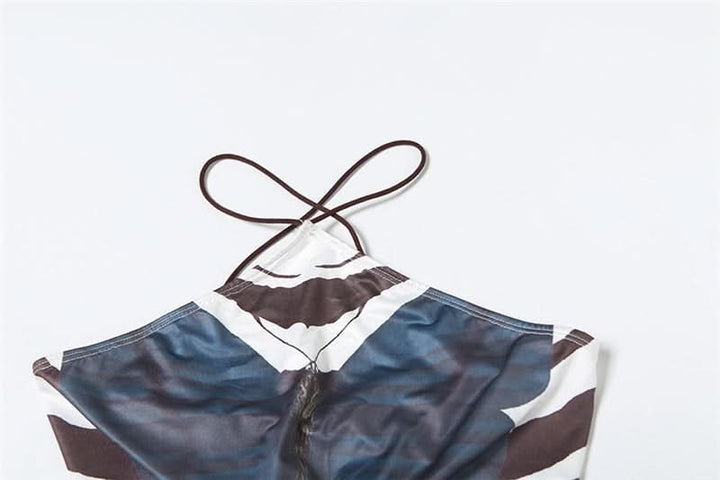 Backless abstract print maxi dress  | Festival Outfits Women