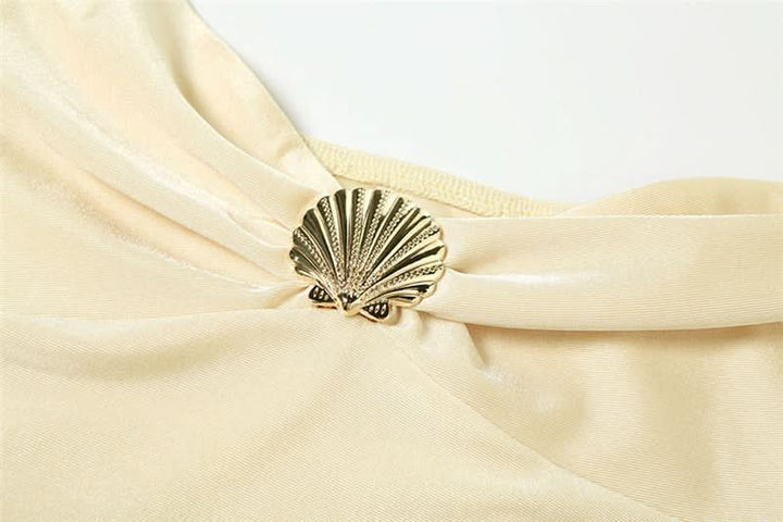 Halter sweetheart neck shell applique mini dress  | Festival Outfits Women
