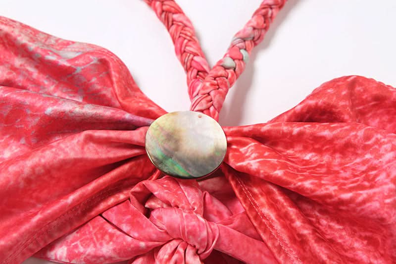 Halter self tie hollow out ruched maxi skirt set  | Festival Outfits Women