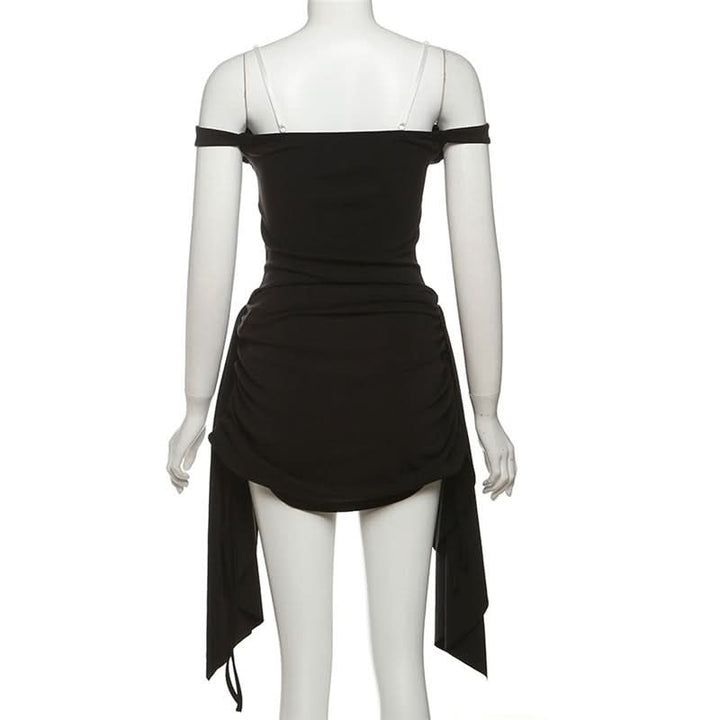 Off shoulder drawstring lace hem mini dress  | Festival Outfits Women