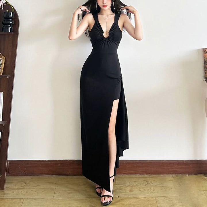 High slit o ring cami maxi dress  | Festival Outfits Women-final-sale